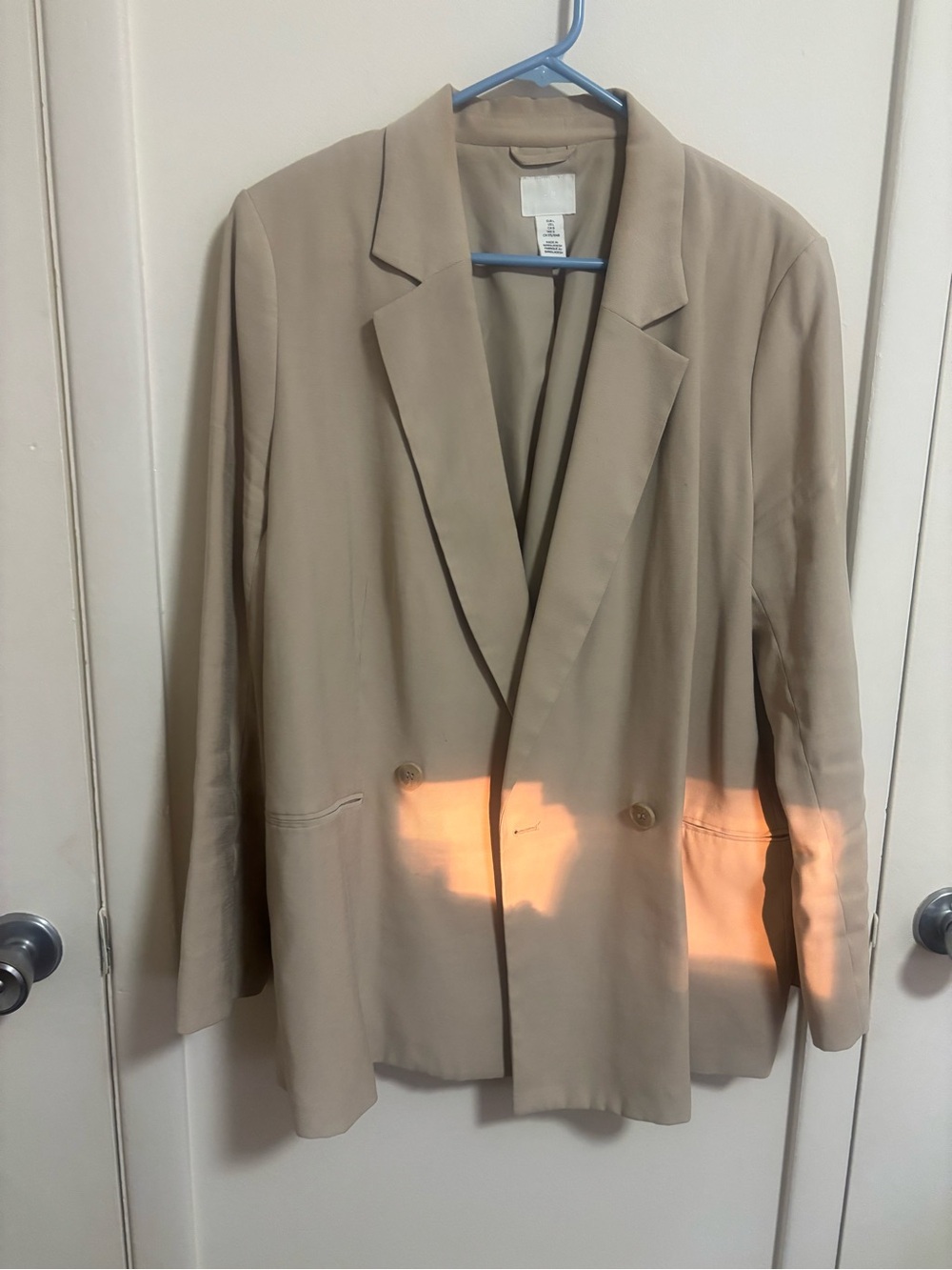 H&M Beige Double-Breasted Blazer